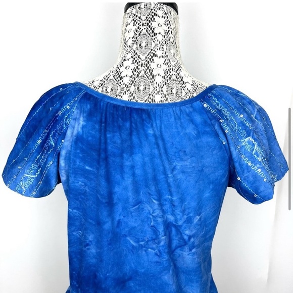 Sami & Jo sequined blouse cobalt blue. Size Small Petite. - Picture 5 of 13